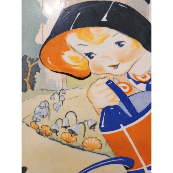 1930s Mistress Mary Quite Contrary Ruth E Newton Nursery Print Wall Art Wood VNT - Picture 12 of 16